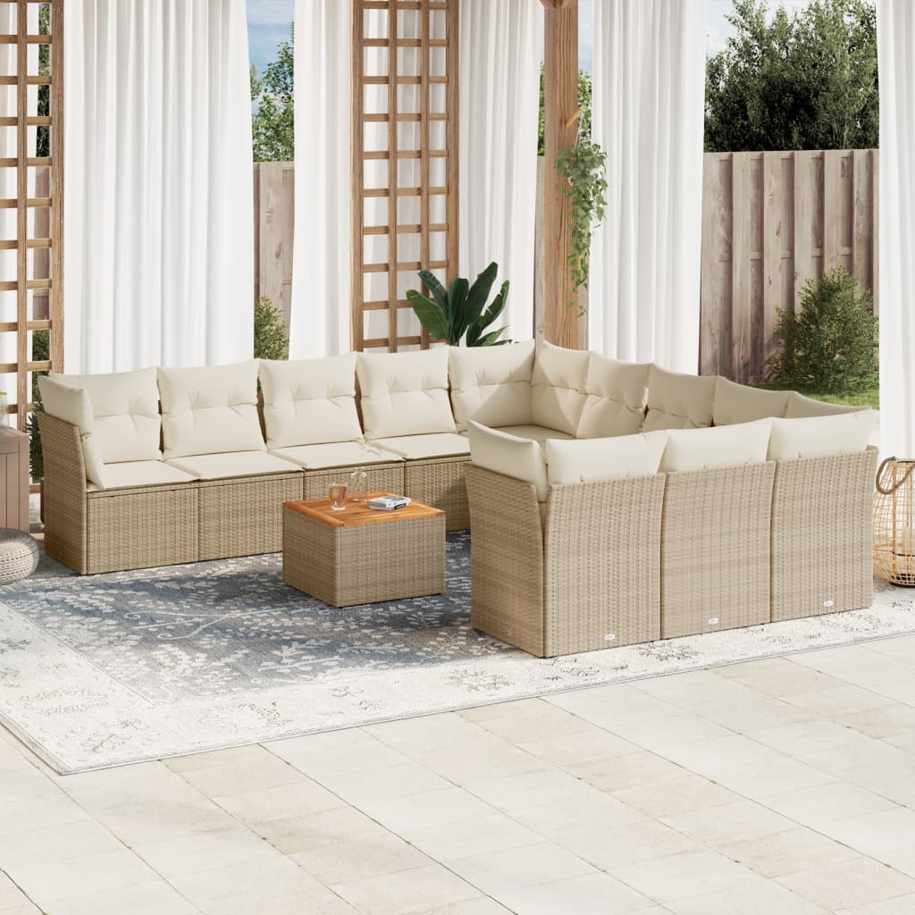 vidaXL 12-delige Loungeset met kussens poly rattan zwart