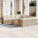 vidaXL 12-delige Loungeset met kussens poly rattan zwart