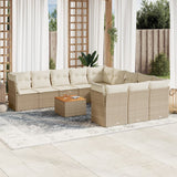 vidaXL 12-delige Loungeset met kussens poly rattan zwart