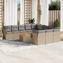 vidaXL 12-delige Loungeset met kussens poly rattan zwart