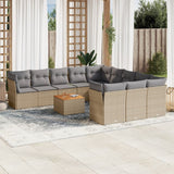 vidaXL 12-delige Loungeset met kussens poly rattan zwart
