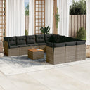 vidaXL 12-delige Loungeset met kussens poly rattan zwart