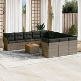 vidaXL 12-delige Loungeset met kussens poly rattan zwart