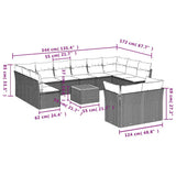 vidaXL 13-delige Loungeset met kussens poly rattan zwart