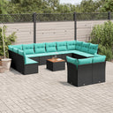 vidaXL 13-delige Loungeset met kussens poly rattan zwart