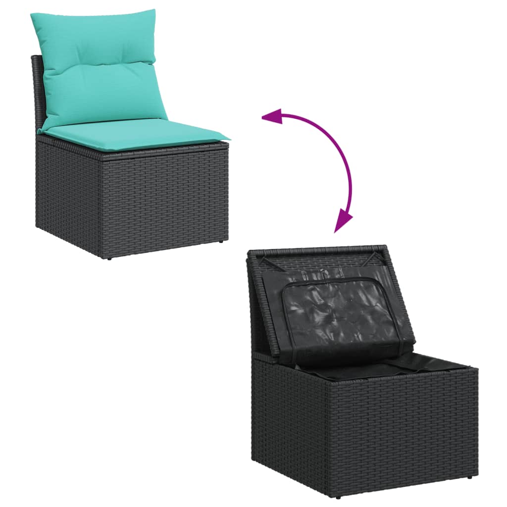 vidaXL 14-delige Loungeset met kussens poly rattan grijs