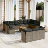 vidaXL 14-delige Loungeset met kussens poly rattan zwart