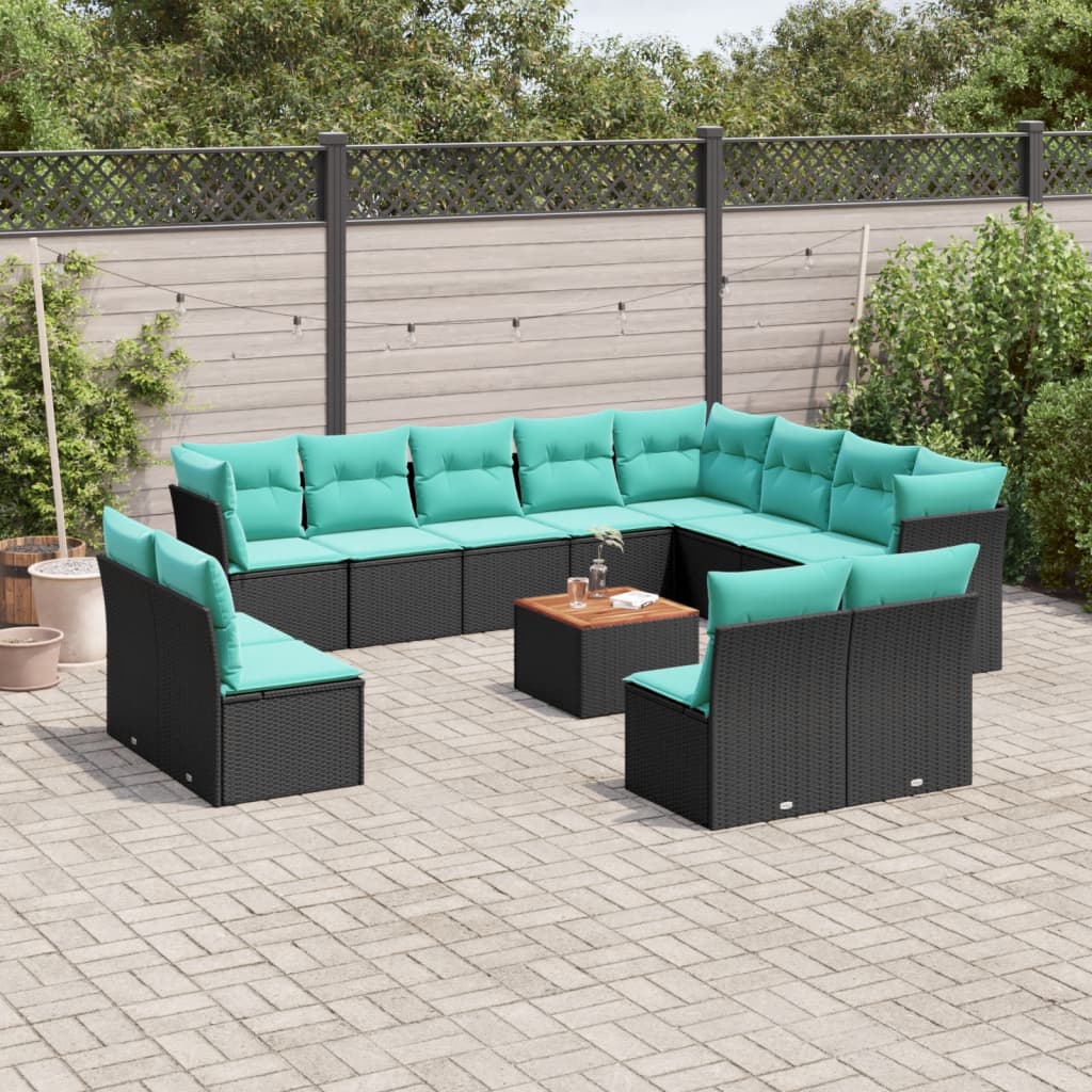 vidaXL 13-delige Loungeset met kussens poly rattan grijs