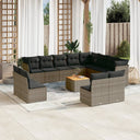 vidaXL 13-delige Loungeset met kussens poly rattan zwart