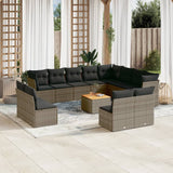 vidaXL 13-delige Loungeset met kussens poly rattan zwart