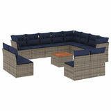 vidaXL 13-delige Loungeset met kussens poly rattan grijs
