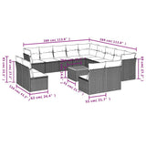 vidaXL 14-delige Loungeset met kussens poly rattan zwart
