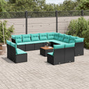 vidaXL 14-delige Loungeset met kussens poly rattan grijs