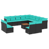 vidaXL 14-delige Loungeset met kussens poly rattan grijs