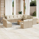 vidaXL 14-delige Loungeset met kussens poly rattan zwart