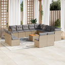 vidaXL 14-delige Loungeset met kussens poly rattan zwart