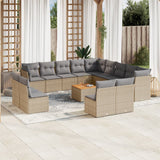 vidaXL 14-delige Loungeset met kussens poly rattan zwart