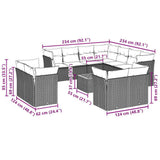 vidaXL 12-delige Loungeset met kussens poly rattan zwart