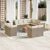 vidaXL 12-delige Loungeset met kussens poly rattan zwart