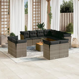 vidaXL 12-delige Loungeset met kussens poly rattan zwart