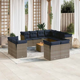 vidaXL 12-Piece Loungeset with Cushions Poly Rattan Black