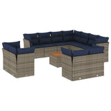 vidaXL 12-Piece Loungeset with Cushions Poly Rattan Black