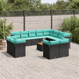 vidaXL 13-delige Loungeset met kussens poly rattan grijs