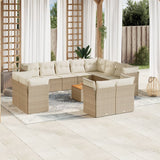 vidaXL 13-delige Loungeset met kussens poly rattan zwart