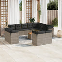 vidaXL 13-delige Loungeset met kussens poly rattan zwart