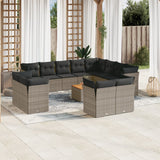 vidaXL 13-delige Loungeset met kussens poly rattan zwart