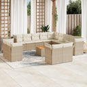 vidaXL 14-delige Loungeset met kussens poly rattan zwart