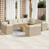 vidaXL 14-delige Loungeset met kussens poly rattan zwart
