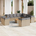 vidaXL 14-delige Loungeset met kussens poly rattan zwart