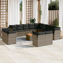 vidaXL 14-delige Loungeset met kussens poly rattan zwart