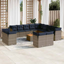 vidaXL 14-delige Loungeset met kussens poly rattan zwart
