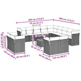 vidaXL 14-delige Loungeset met kussens poly rattan zwart
