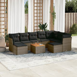vidaXL 10-Piece Lounge Set with Cushions Poly Rattan Black