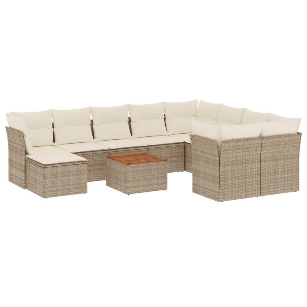 vidaXL 11-delige Loungeset met kussens poly rattan zwart