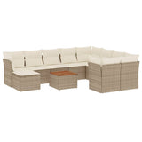 vidaXL 11-delige Loungeset met kussens poly rattan zwart