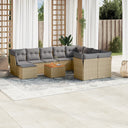 vidaXL 11-delige Loungeset met kussens poly rattan zwart