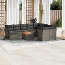 vidaXL 11-delige Loungeset met kussens poly rattan zwart