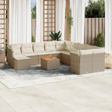 vidaXL 12-delige Loungeset met kussens poly rattan zwart