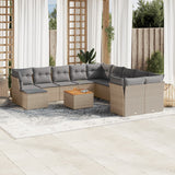 vidaXL 12-delige Loungeset met kussens poly rattan zwart