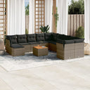 vidaXL 12-delige Loungeset met kussens poly rattan zwart