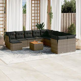 vidaXL 12-delige Loungeset met kussens poly rattan zwart