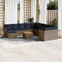 vidaXL 12-Piece Garden Sofa Set with Cushions, Grey Poly Rattan