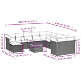 vidaXL 12-Piece Garden Sofa Set with Cushions, Grey Poly Rattan