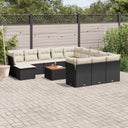 vidaXL 13-Piece Poly Rattan Garden Lounge Set with Cushions Black