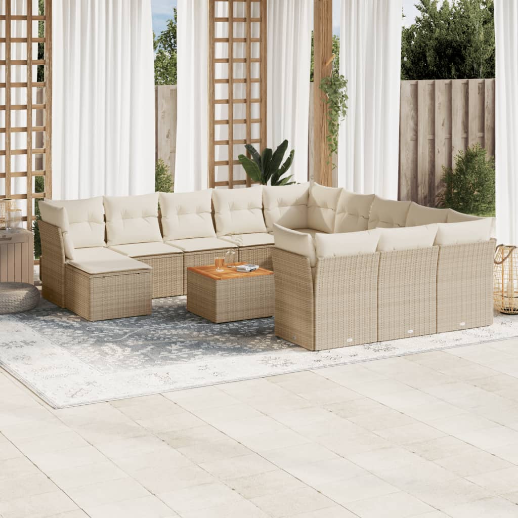 vidaXL 13-Piece Poly Rattan Garden Lounge Set with Cushions Black