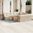 vidaXL 13-Piece Poly Rattan Garden Lounge Set with Cushions Black